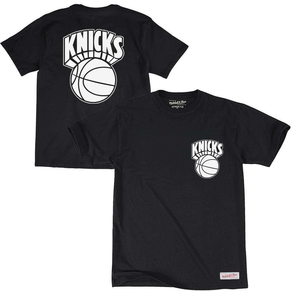 New York Knicks Mitchell & Ness NBA Black & White Logo T-Shirt - Black ...