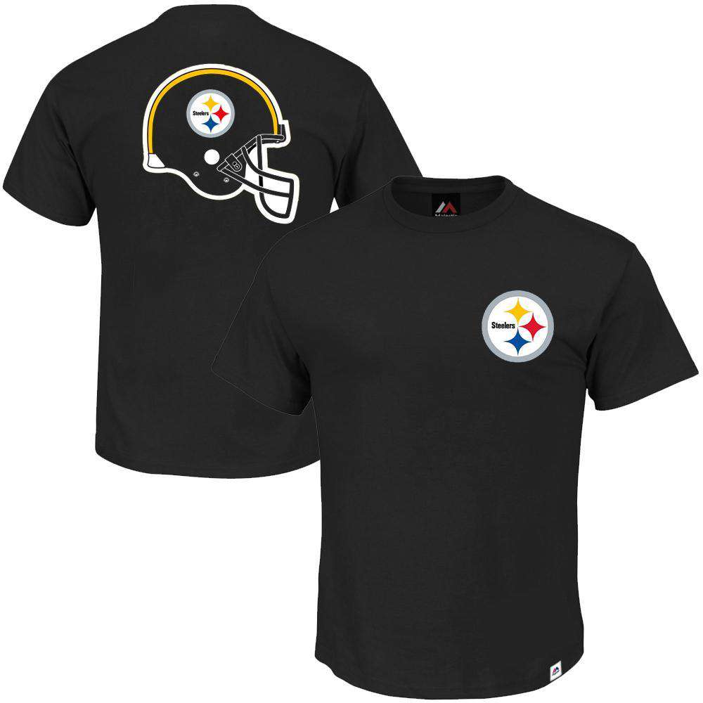Pittsburgh Steelers Majestic NFL Helmet Logo T-Shirt - Black | US ...