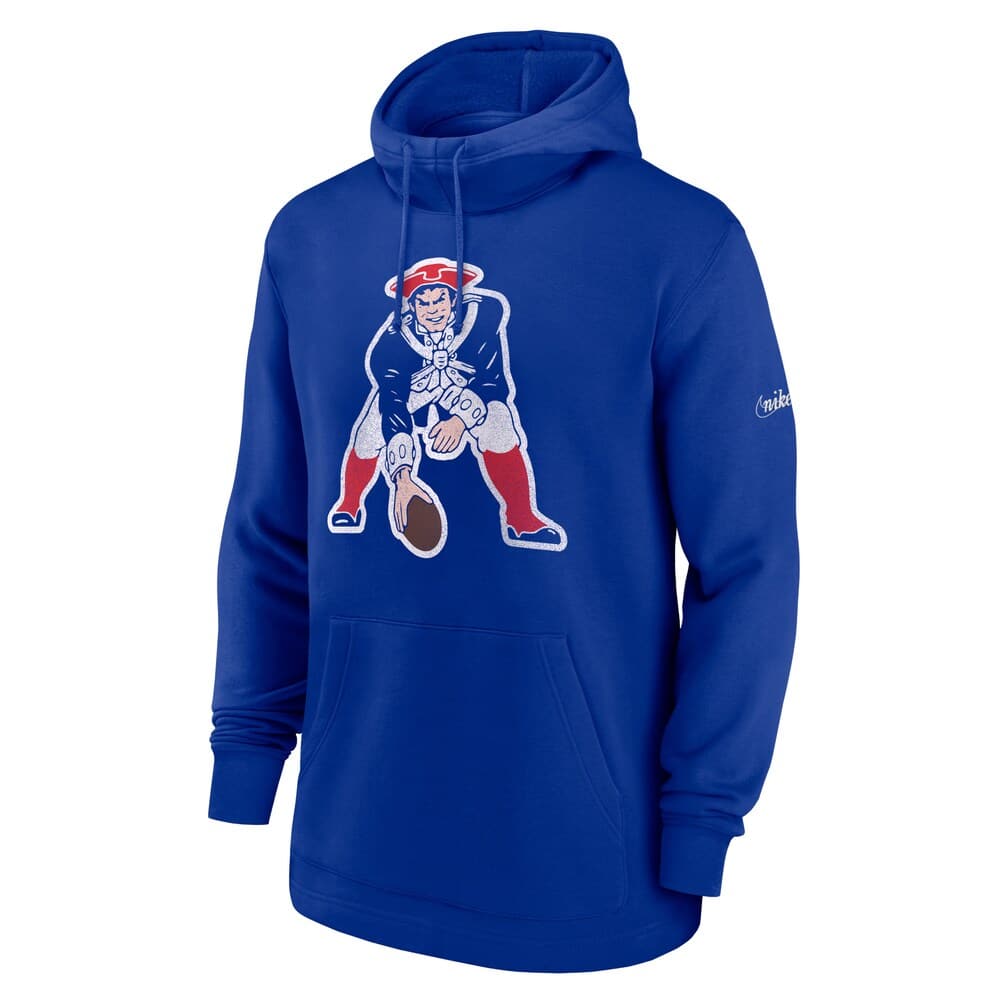 Youth Red New England Patriots Retro Colorblock Pullover Hoodie