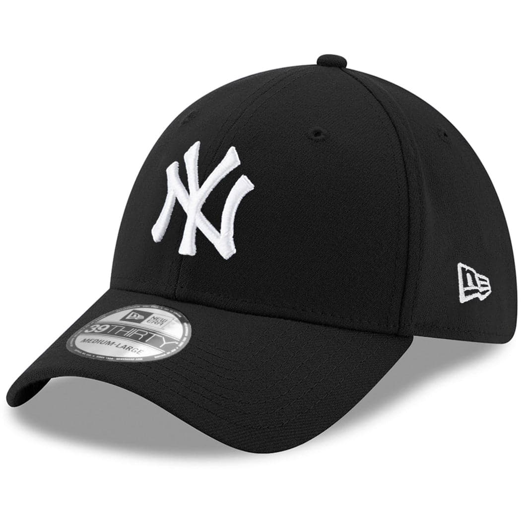 New York Yankees New Era MLB Black & White 39THIRTY Flex Fit Curve Hat ...
