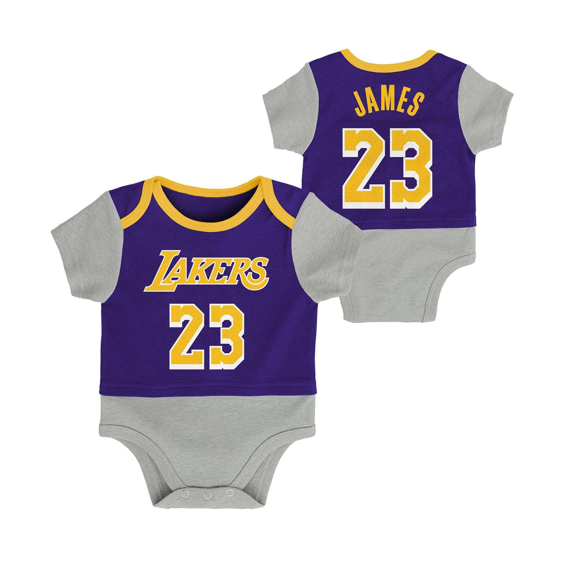 Newborns LeBron James Los Angeles Lakers Outerstuff NBA Onesie Creeper ...