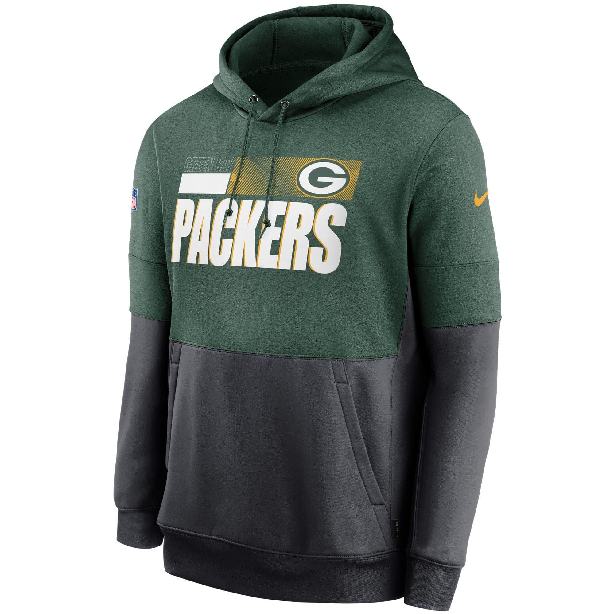 Green Bay Packers Nike NFL TN Lockup Therma Hoodie Jumper - Green/Blac ...