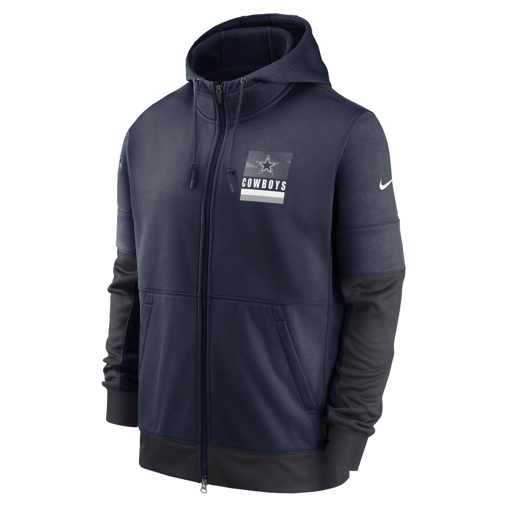 Dallas Cowboys Nike NFL Lockup Therma Zip Hoodie Jumper - Navy | US ...