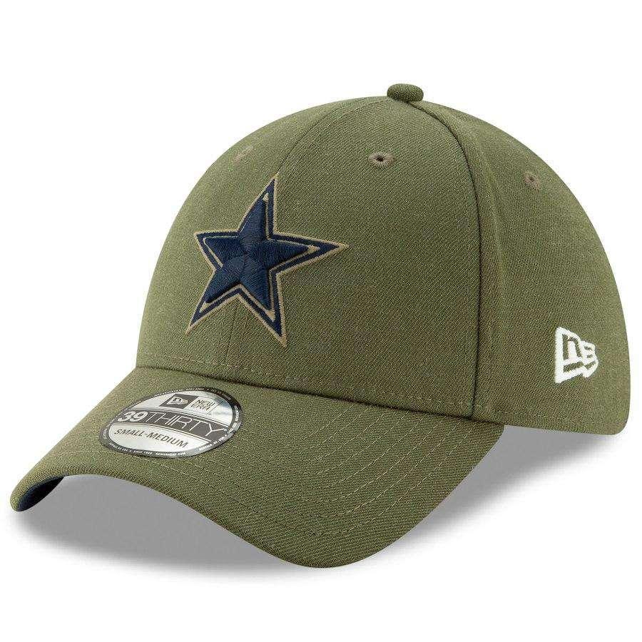 Youth Dallas Cowboys New Era Olive 2019 Salute to Service Sideline 39THIRTY  Flex Hat