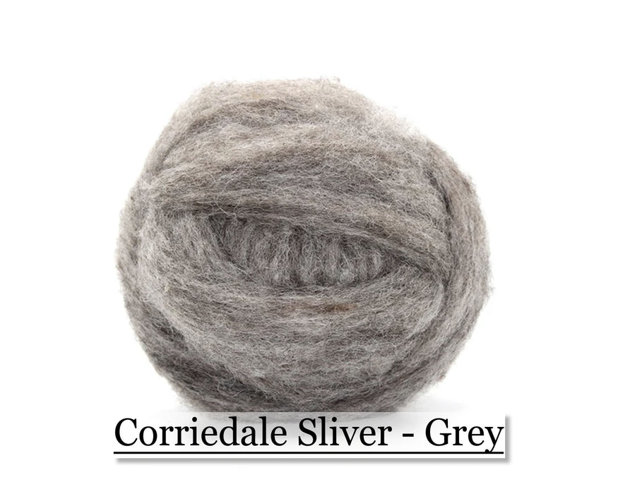 Grey - Corriedale Wool Roving - Corriedale Wool Sliver - Cupid Falls Farm