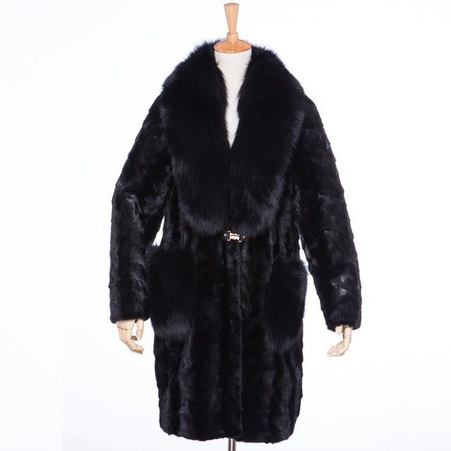 black fox fur collar coat