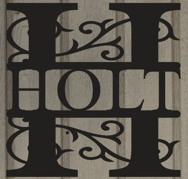 Split Letter Monogrammed Name Metal Wall Art – Holt&#39;s Home Decor
