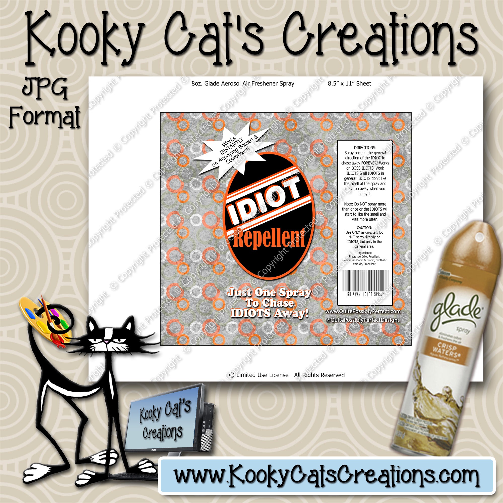 Bosses Idiot Repellent Label - Instant Download (M229) Digital – Kooky Cat's