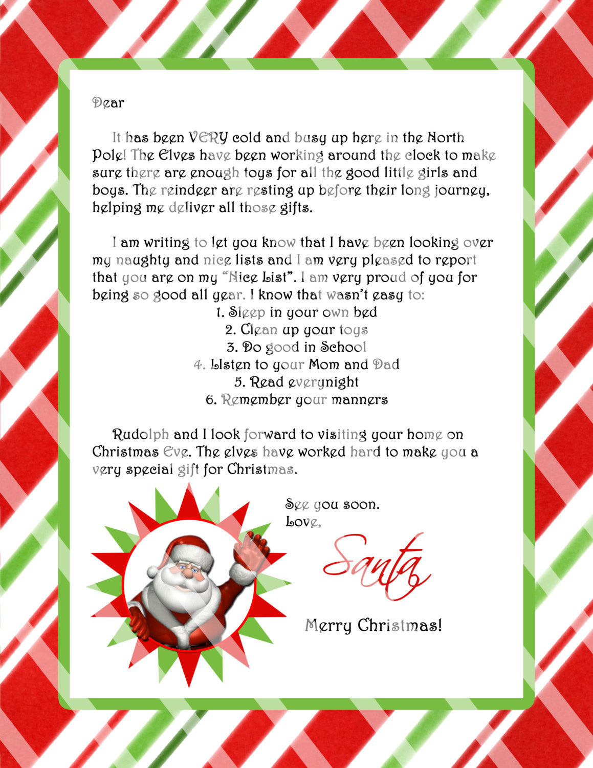 Letter From Santa & Nice List Certificate - Instant Download JPEG (M10 ...