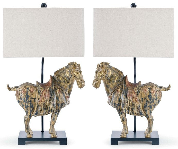 meel Gewoon overlopen breng de actie Southern Living Elegant Dynasty Horses Table Lamp Set - Equine Luxuries