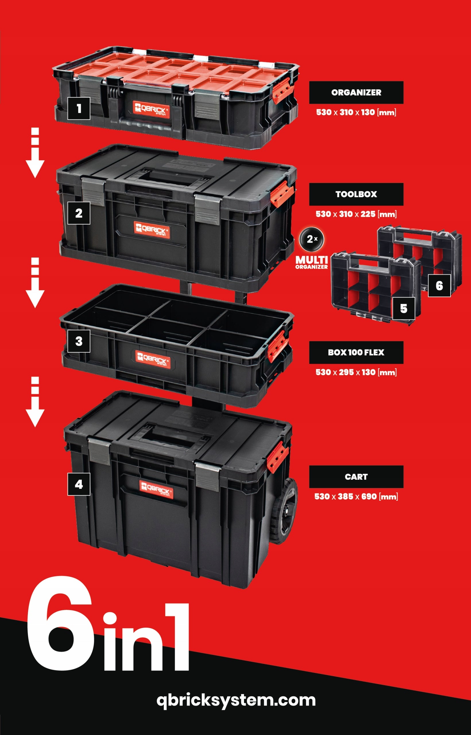 Qbrick System Promo Set I 6in 1 Φορητός Εργαλειοφόρος Συνεργείο 92.6Ltr | Dagiopoulos.gr