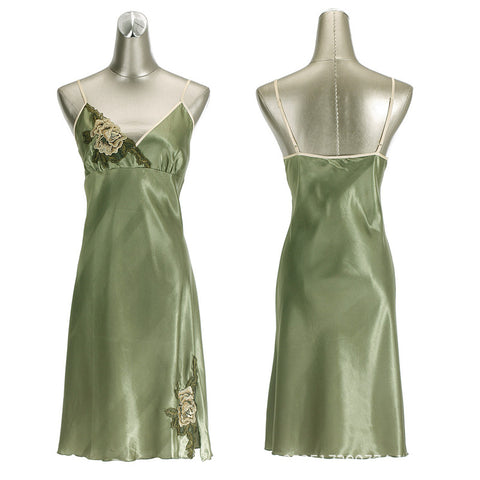 green silk nightdress