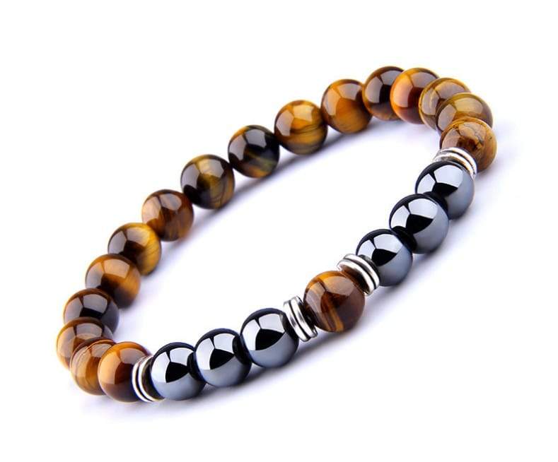 New wild men’s 8mm tiger’s eye obsidian hematite elastic bracelet