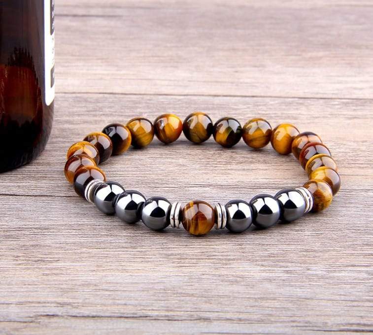 New wild men’s 8mm tiger’s eye obsidian hematite elastic bracelet