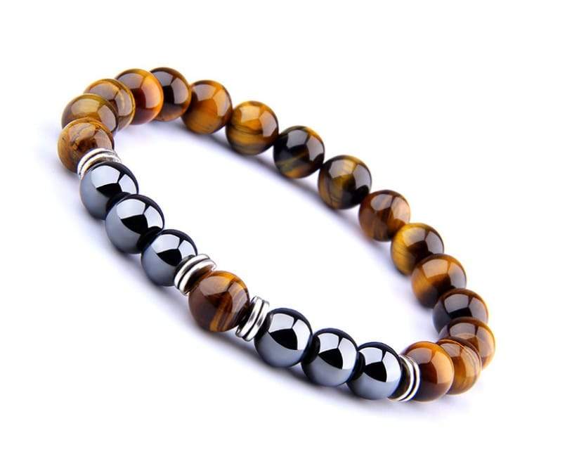 New wild men’s 8mm tiger’s eye obsidian hematite elastic bracelet