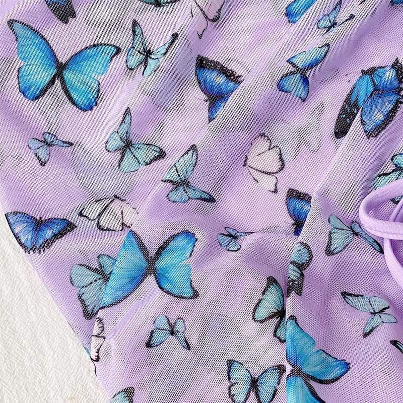 Butterfly Print 3-Piece Bikini