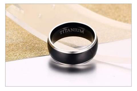 8mm Men Black Titanium Casual Light Nordic Ring