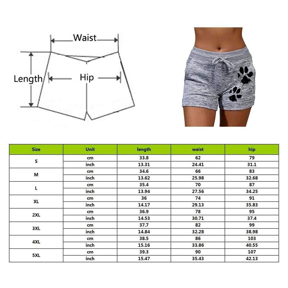 Summer Fast Drying Drawstring cat paw print shorts Lace Up High Waist 