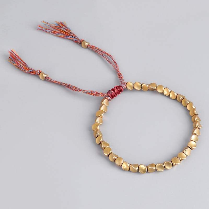 Handmade Tibetan Buddhist Braided Cotton Copper Beads Lucky Rope 