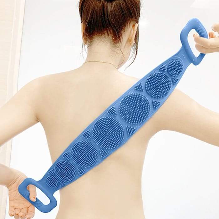 Hot Body Wash Silicone Scrubber Belt Tvöfalt hliðarsturtu exfoliating