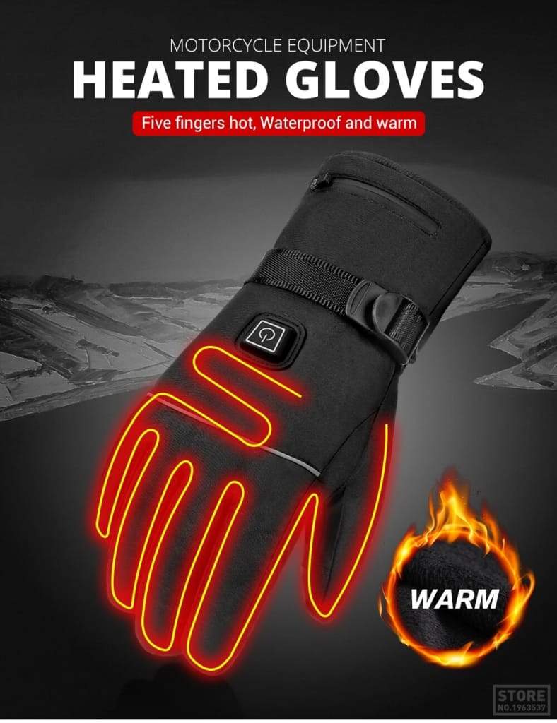 Motorcycle Gloves Waterproof Heated Guantes Moto Touch Screen Battery 