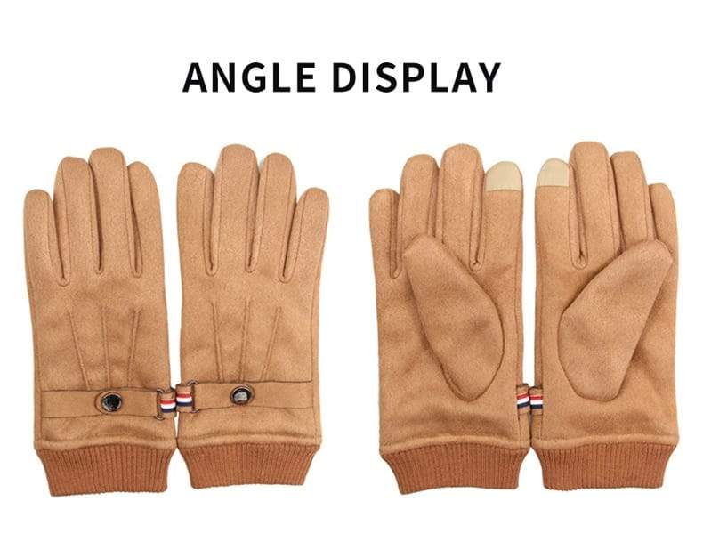 Men’s Winter Gloves Suede Warm Split Finger Outdoor Sport Driving 