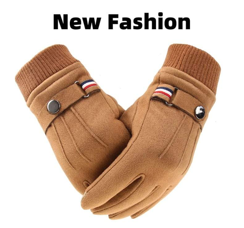 Men’s Winter Gloves Suede Warm Split Finger Outdoor Sport Driving 