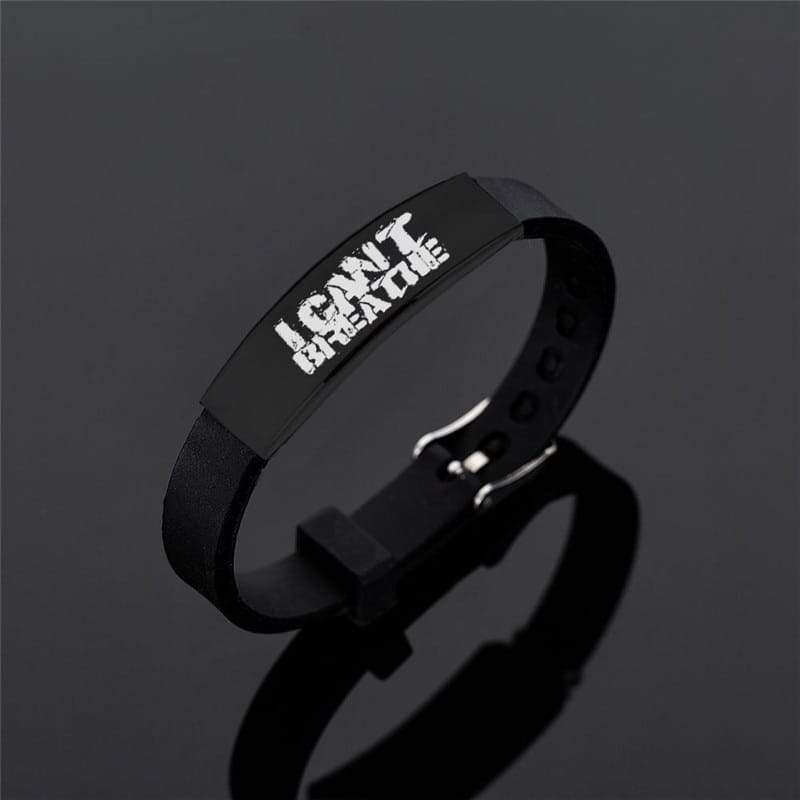 I Can’t Breath Bracelets Black Stainless Steel Silicone 