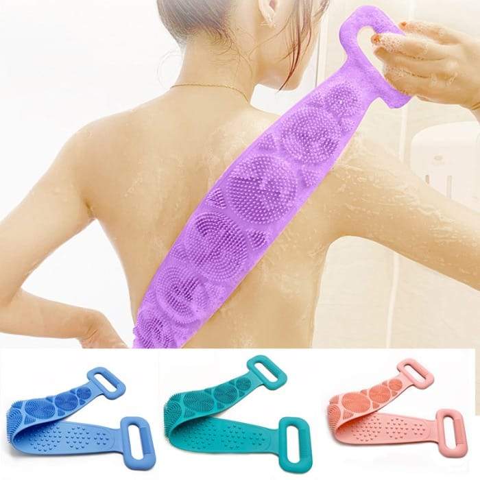 Hot Body Wash Silicone Scrubber Belt Double Side Shower Exfoliating 