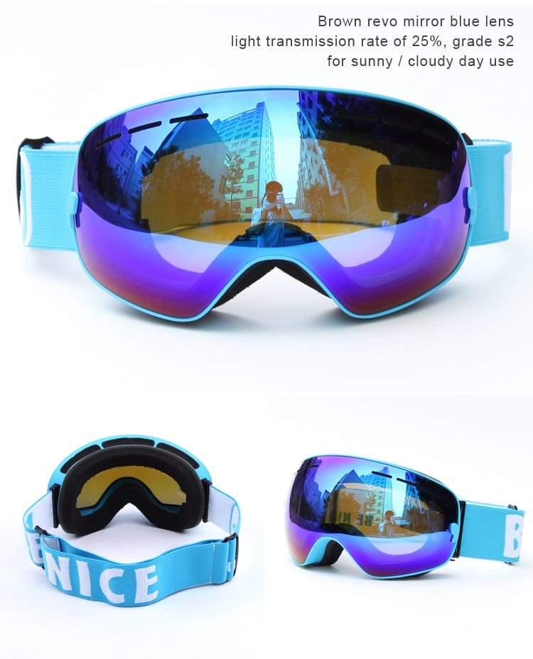 Žieminiai slidinėjimo akiniai dvigubi sluoksniai lauko UV apsauga nuo rasojimo unisex