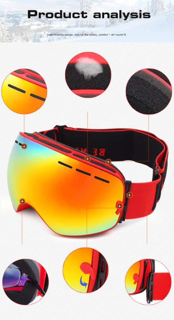 Winter Ski Goggles Double Layers Panlabas na UV Protection Anti-fog Unisex