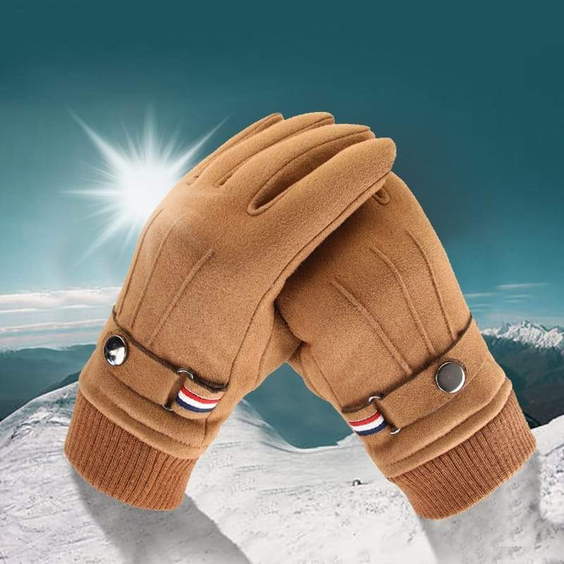 Guantes de invierno para hombre, gamuza, cálido, dividido, dedo, deporte al aire libre, conducción