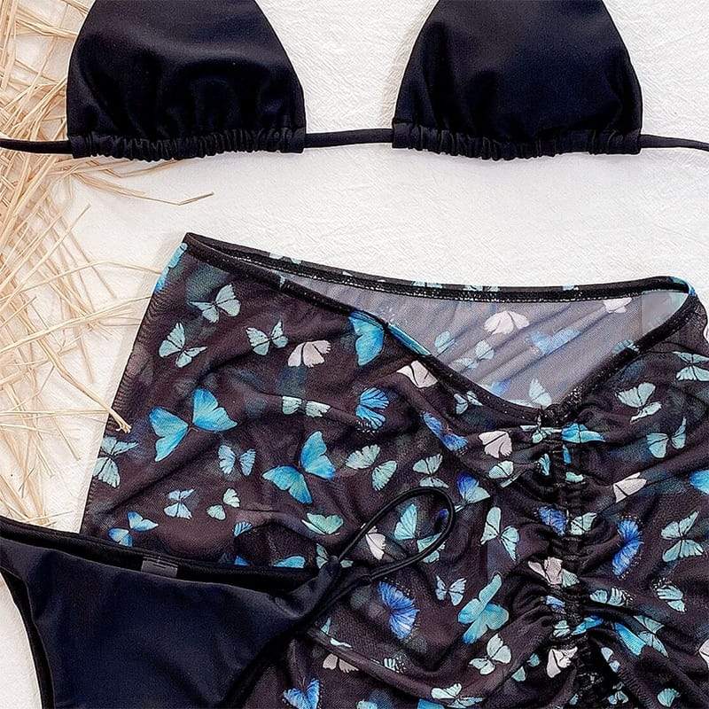 Butterfly Print 3-Piece Bikini