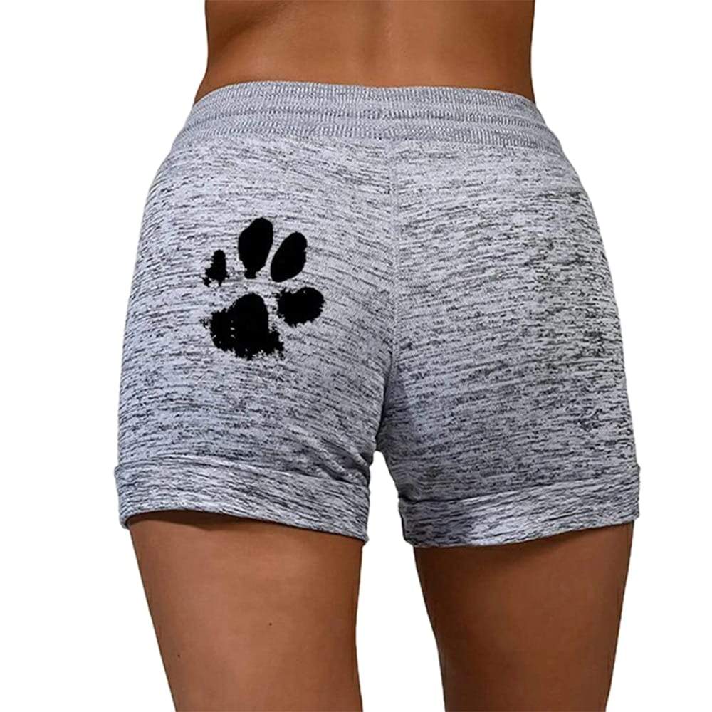 Summer Fast Drying Drawstring cat paw print shorts Lace Up High Waist 