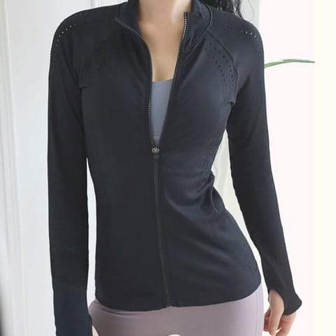 Fitnessjacke Langarm Sport Tops Gym Tight Yoga Shirts Damen