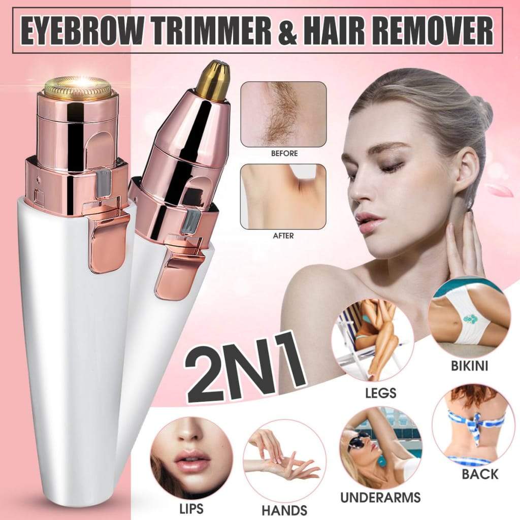 2 IN 1 Lady Epilators Electric Eyebrow Trimmer USB Rechargeable Hair 