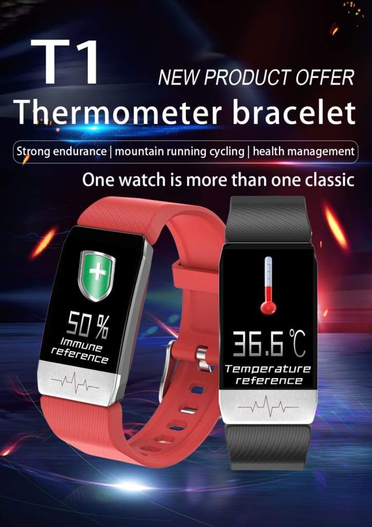 T1 Smart Watch Band With Temperature Immune Measure ECG Heart Rate 