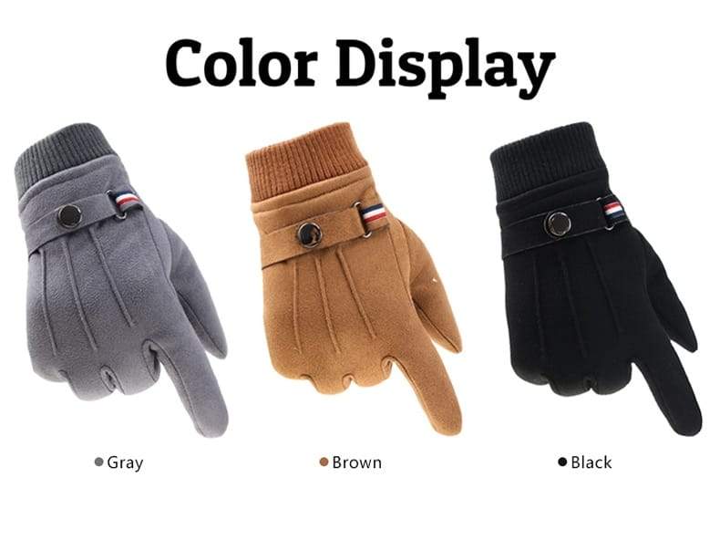 Чоловічі зимові рукавички замшеві теплі роздвоєні пальці на відкритому повітрі Спортивна їзда