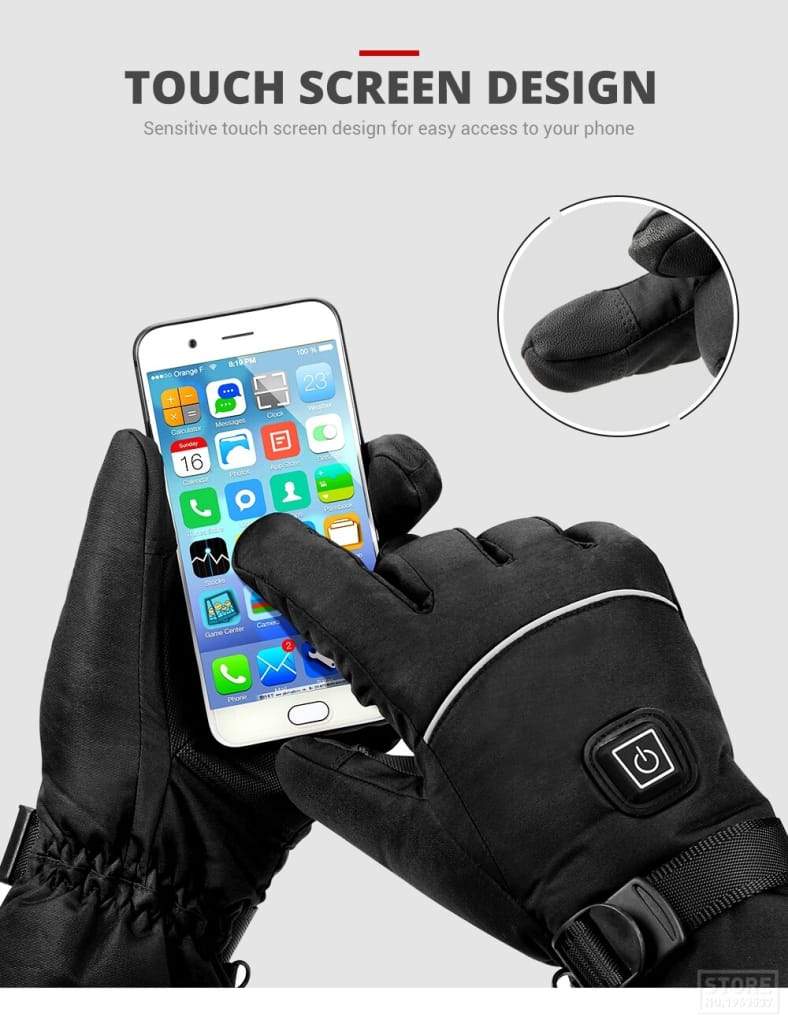 Motorcycle Gloves Waterproof Heated Guantes Moto Touch Screen Battery 