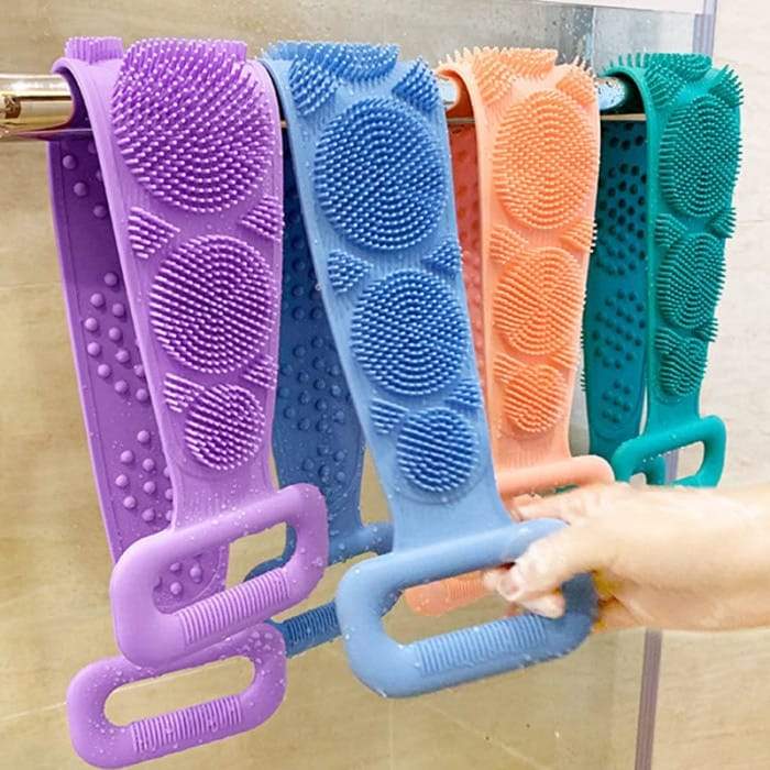 Hot Body Wash Silicone Scrubber Belt Double Side Shower Exfoliating 