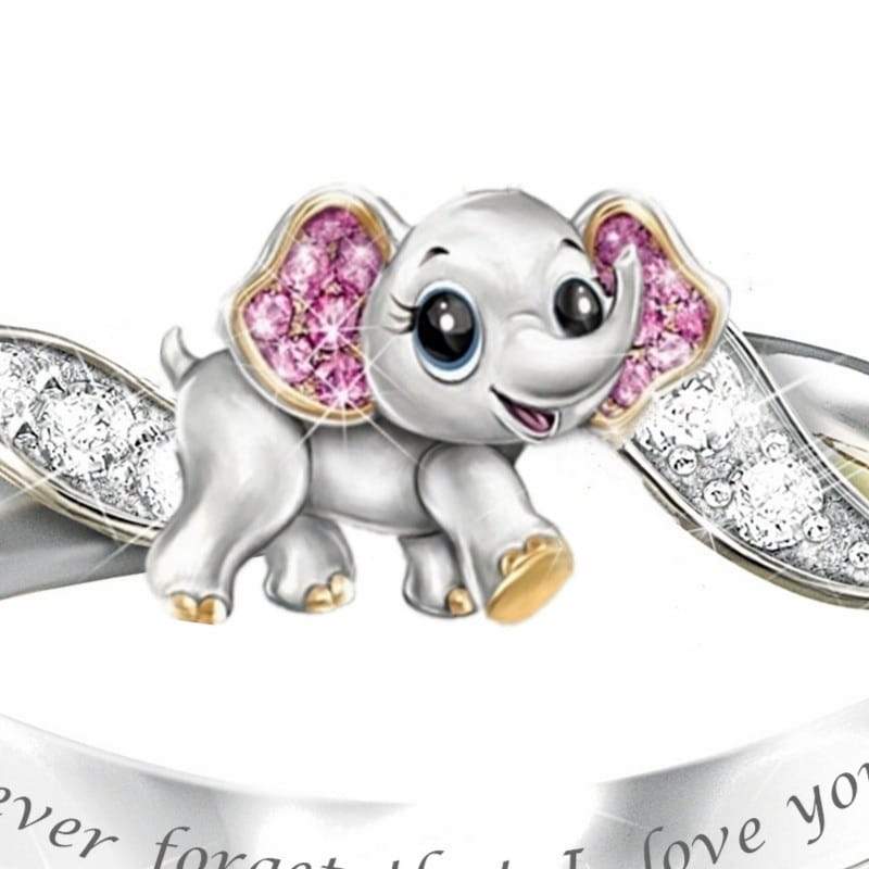 Never Forget I Love You Plata Lindo Elefante Rosado Cristal Circón