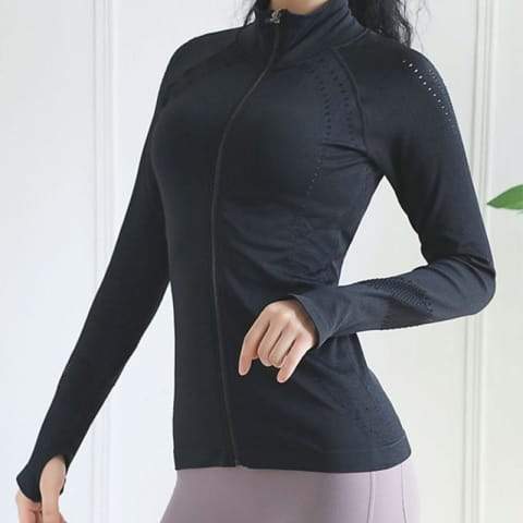 Fitnessjacke Langarm Sport Tops Gym Tight Yoga Shirts Damen