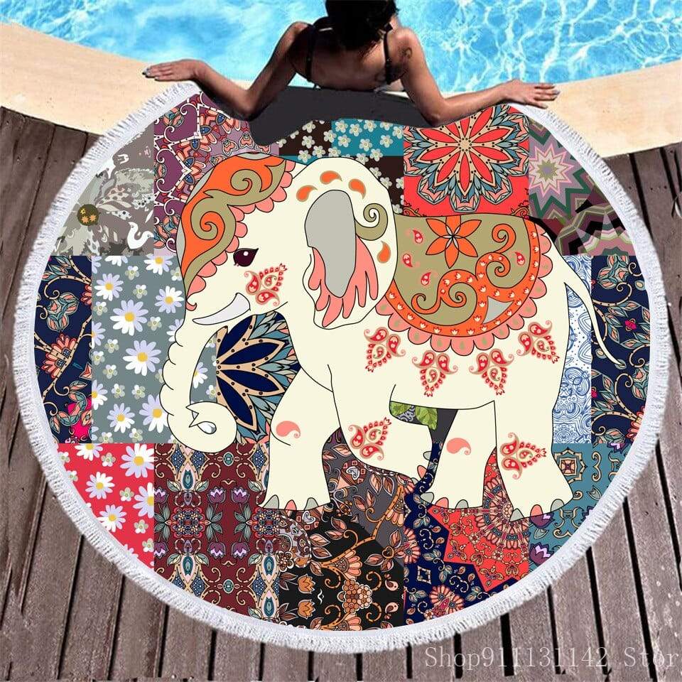 3d Bohemian Tai Chi Animal Digital Print Pita Bulat Handuk Pantai