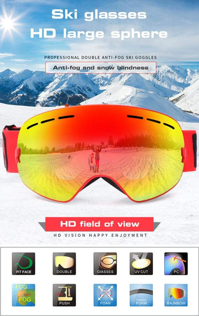 Zimowe gogle narciarskie Podwójna warstwa Zewnętrzna ochrona UV Anti-fog Unisex