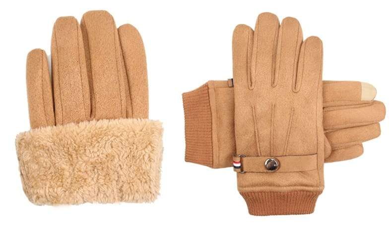 Panlalaking Winter Gloves Suede Warm Split Finger Outdoor Sport Driving