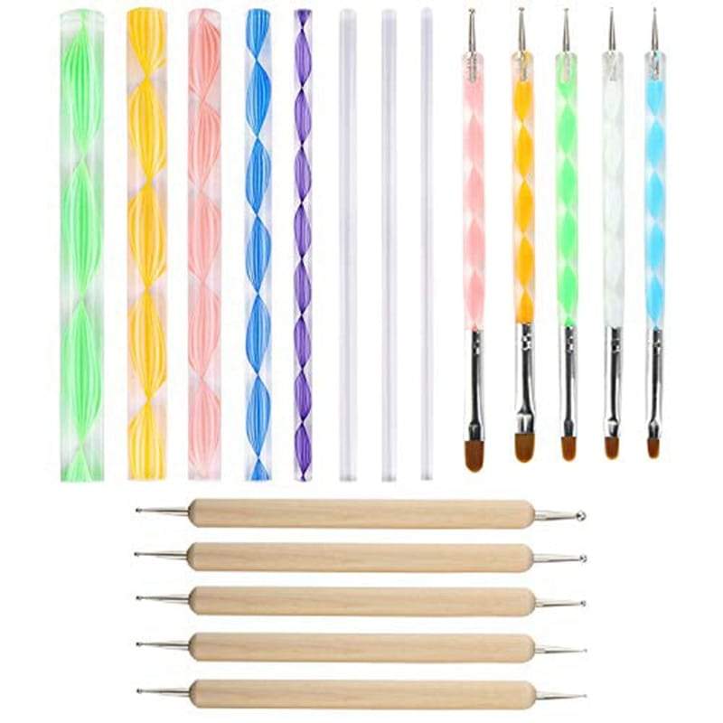 18 PCS Mandala Dotting Tools Set Embossing Stylus Batang Besar untuk