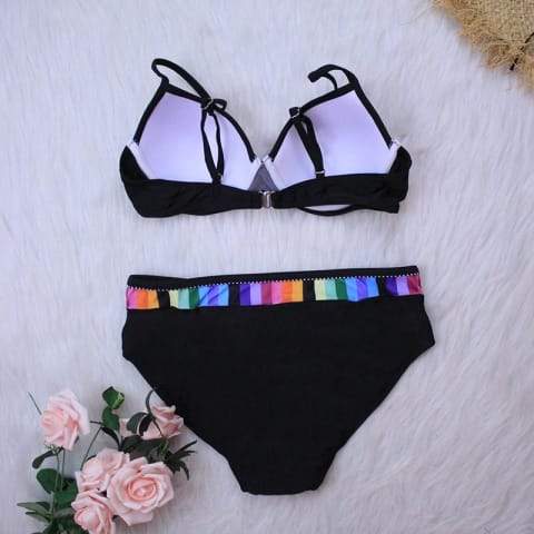 Plus Size Floral Brazilian Swimsuit - Bikini Set - Leaf Print Swimwear