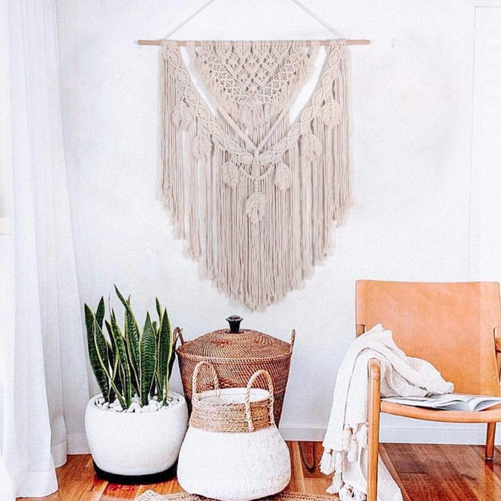 Tapeçaria de macramé em tamanho grande Suspensão de parede Bohemian Chic Artesanato tecido