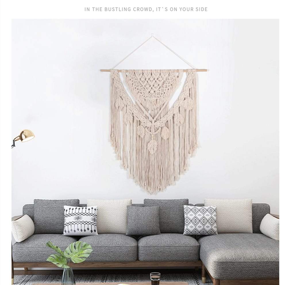 Stor størrelse Macrame Veggteppe Vegghengende Bohemian Chic Håndverk Vevd