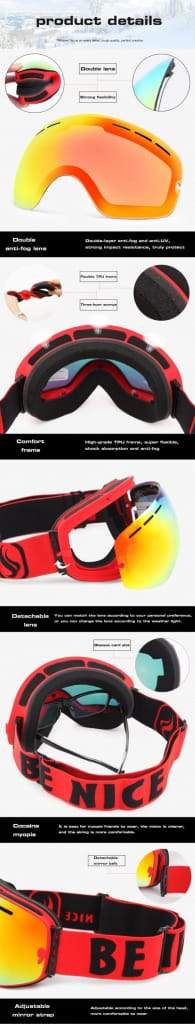 Winter Ski Goggles Double Layers Panlabas na UV Protection Anti-fog Unisex